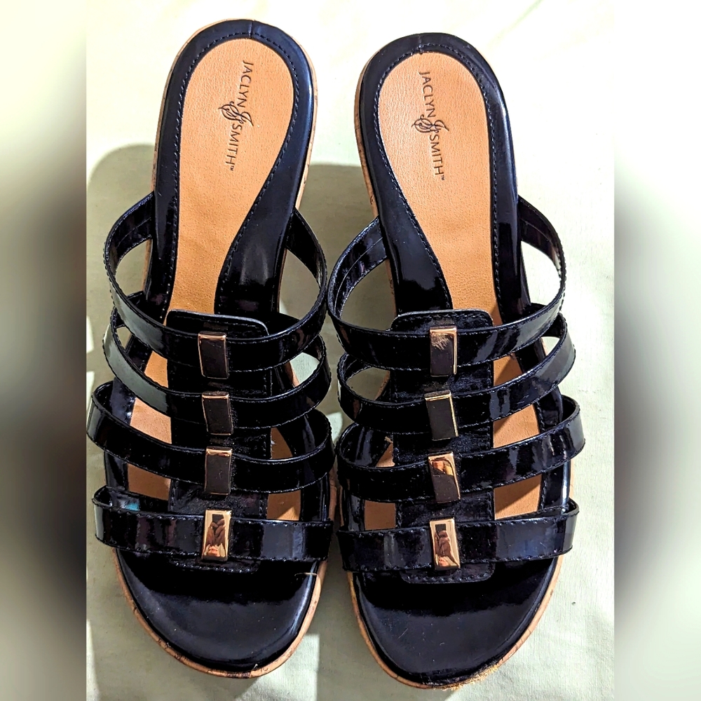 Jaclyn Smith wedge hill sandals. Size 8M black. VGC